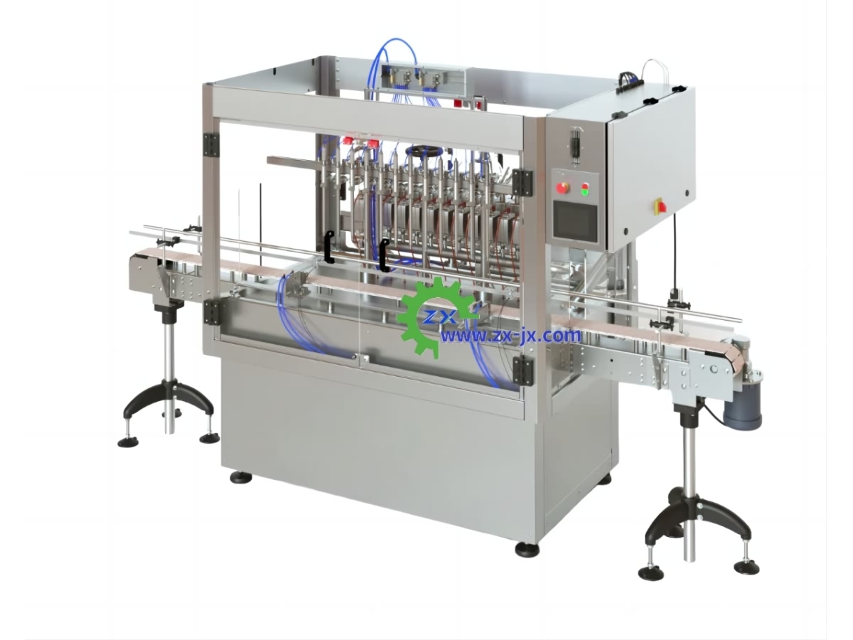 Twelve-Head Linear Liquid Filling Machine with Hopper
