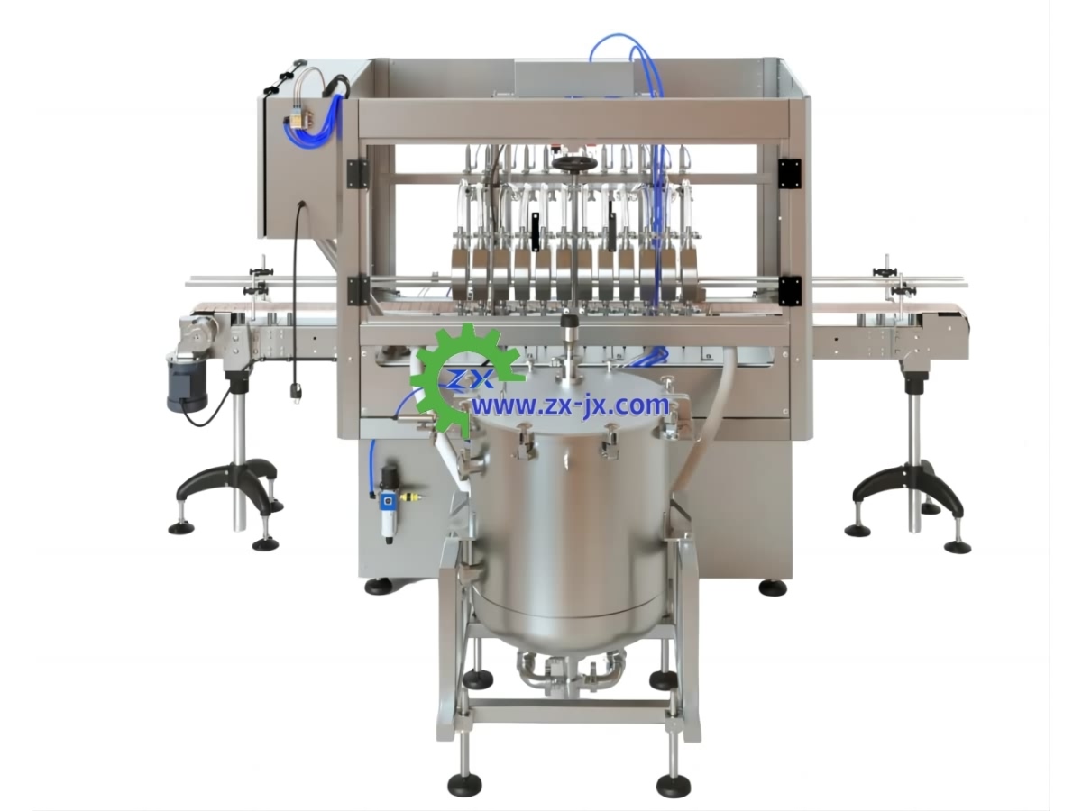 Twelve-Head Linear Liquid Filling Machine with Hopper