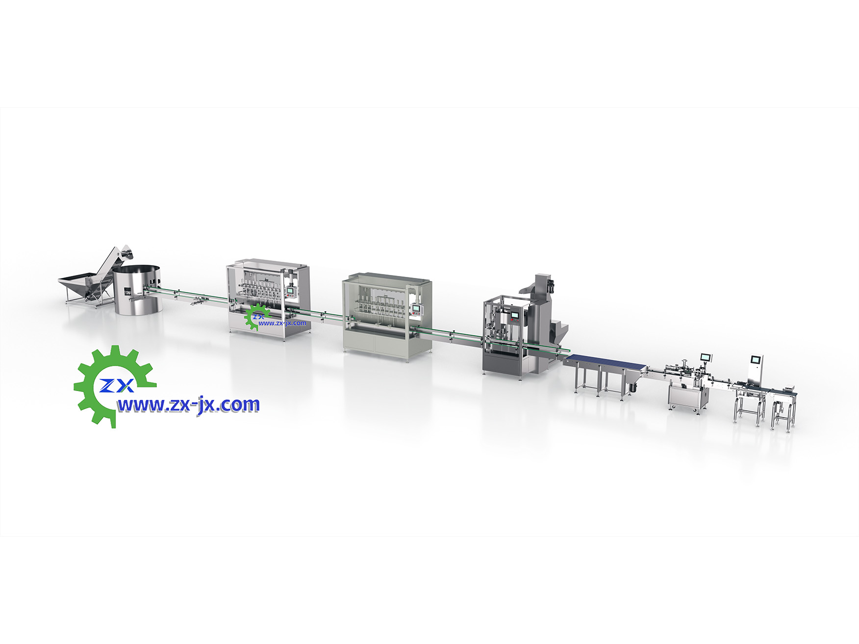 理瓶灌装旋盖贴标装箱打包生产线